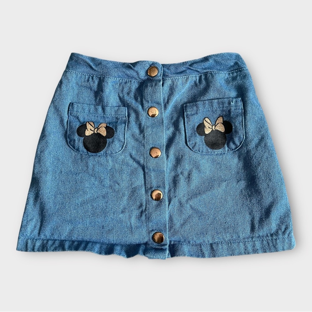 Disney Junior Minnie Mouse Girls Sz 6 Blue Skirt Mouse‎ Ears Pockets Snap Front